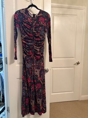 Cara Cara Maisy Ruched Floral-print Cotton-jersey Long Dress